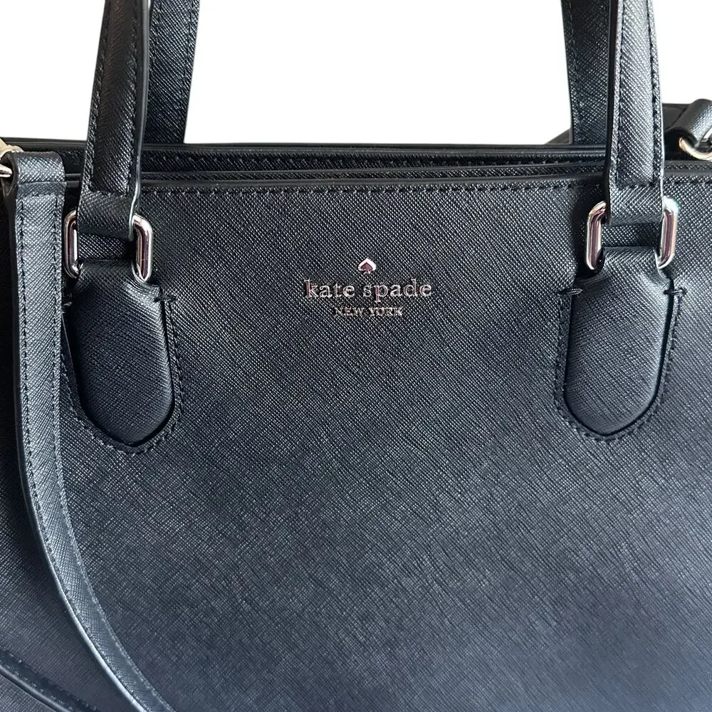 Kate Spade Reese Satchel Black Leather Purse Handbag Crossbody Laurel Way Bag